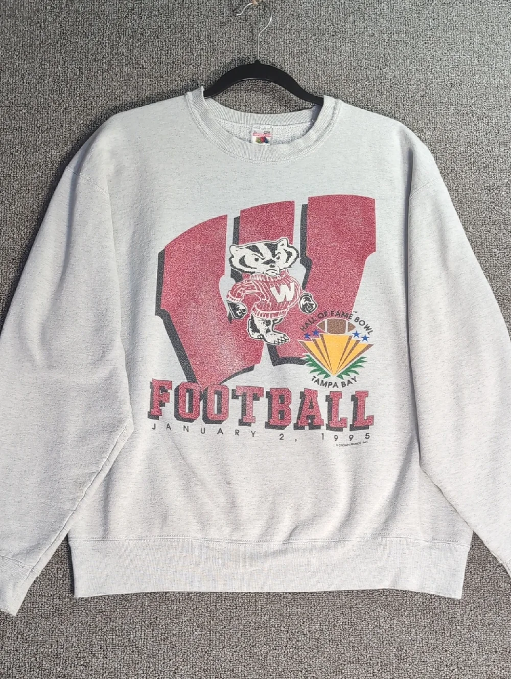Vintage 1995 Wisconsin Badgers Hall of Fame Bowl Sweatshirt Size L Supercotton - Picture 1 of 10
